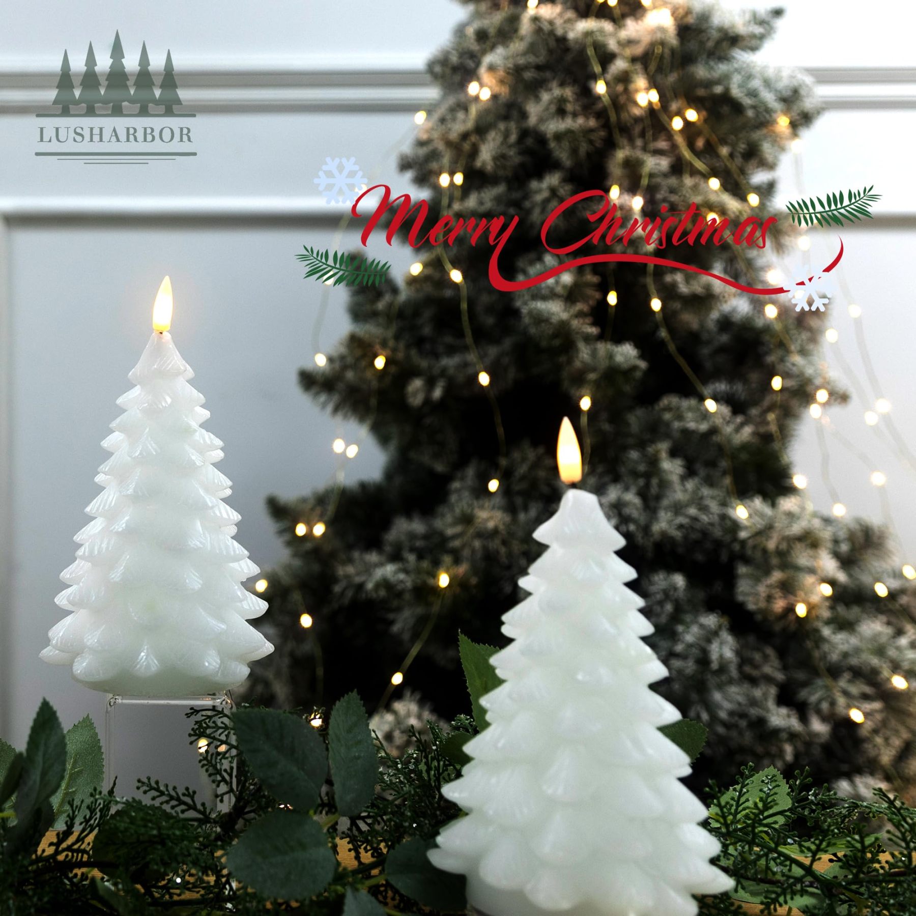 2 Pack Christmas Tree Flameless Candles