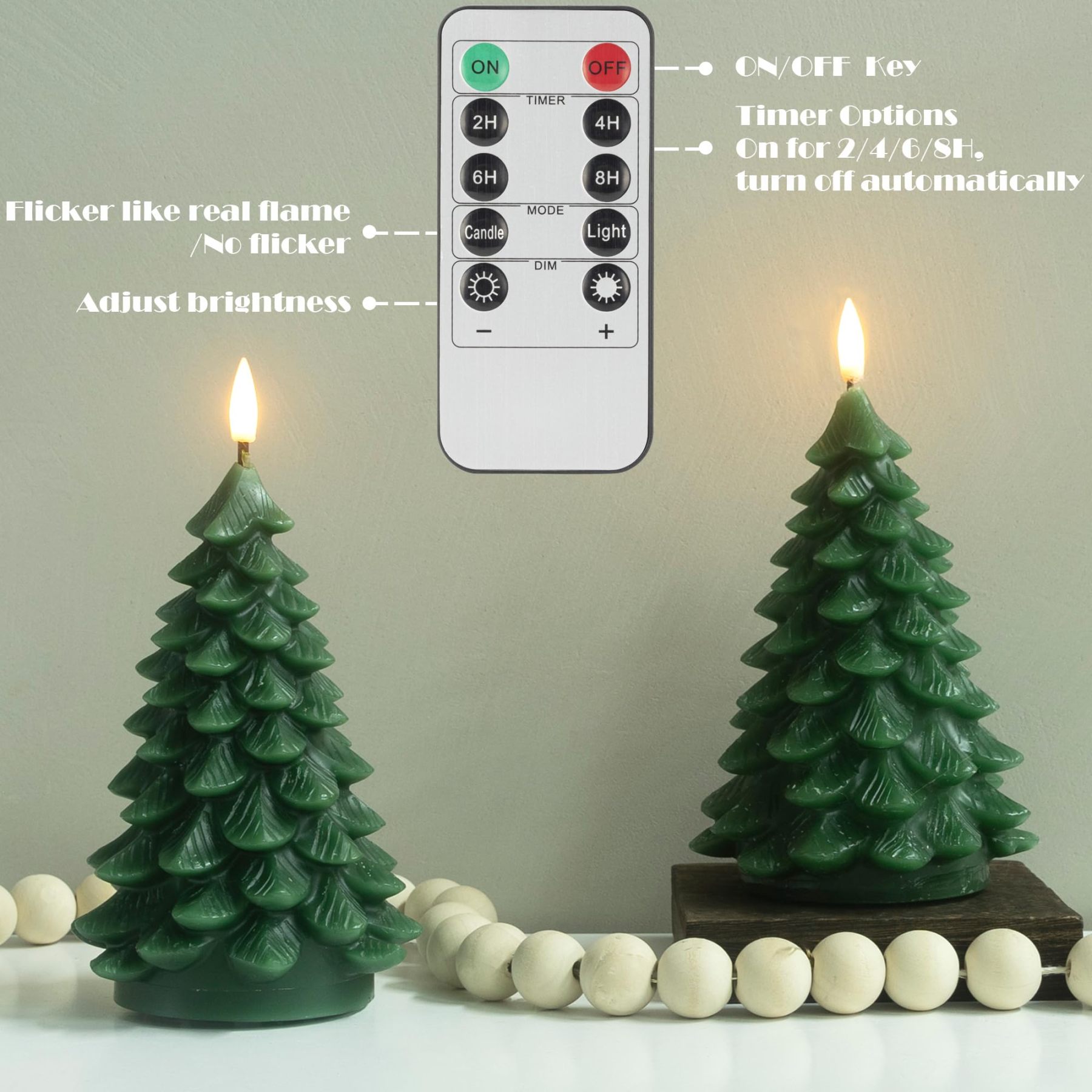 2 Pack Christmas Tree Flameless Candles