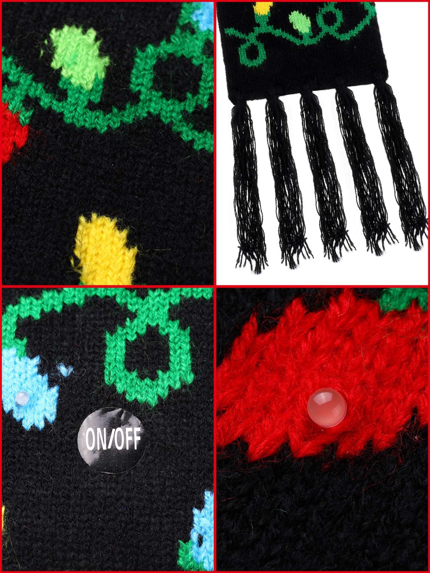 2PCS Christmas LED Light Up Hats and Scarves Set