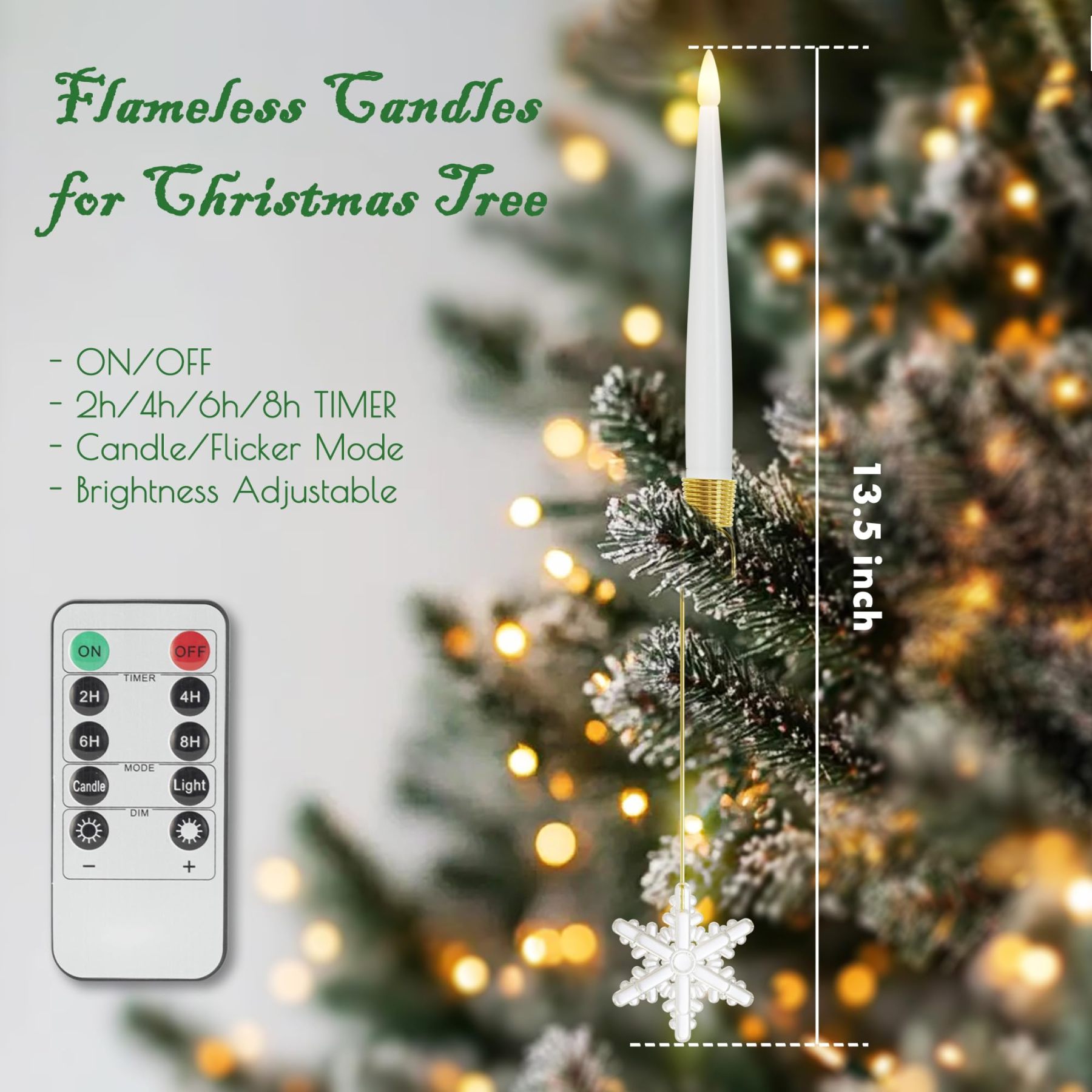 6Pcs LED Candles with Remote Timer and Hanging Hooks