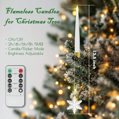 6Pcs LED Candles with Remote Timer and Hanging Hooks