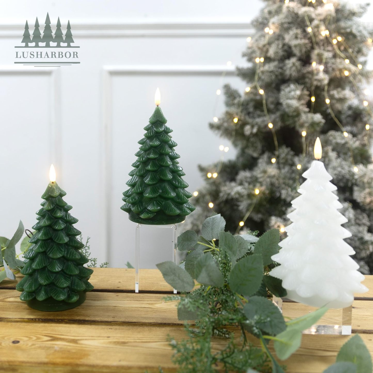 2 Pack Christmas Tree Flameless Candles