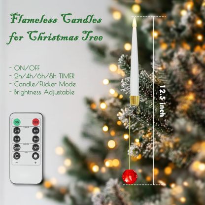 6Pcs LED Candles with Remote Timer and Hanging Hooks