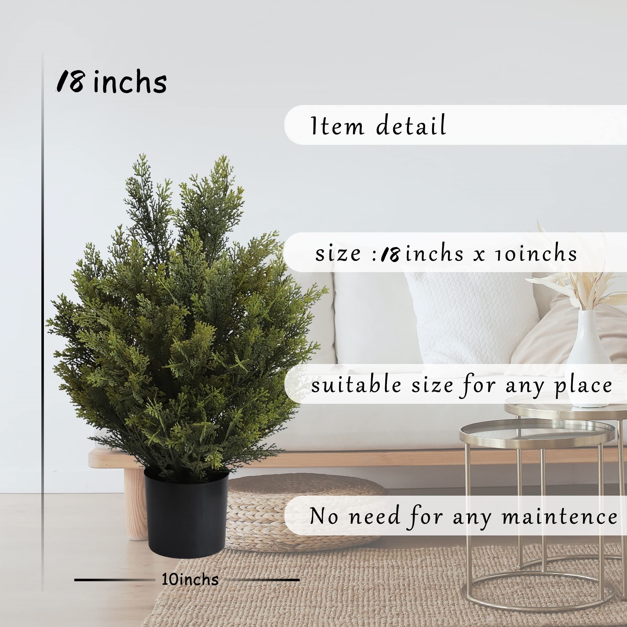 2 Pack 18 Inch Artificial Cedar Cypress Trees