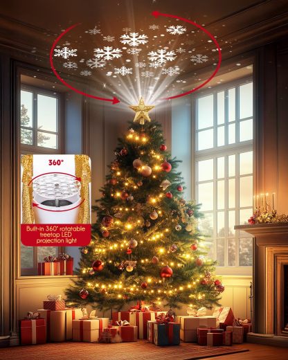 LED Star Tree Topper Snowflake Projector