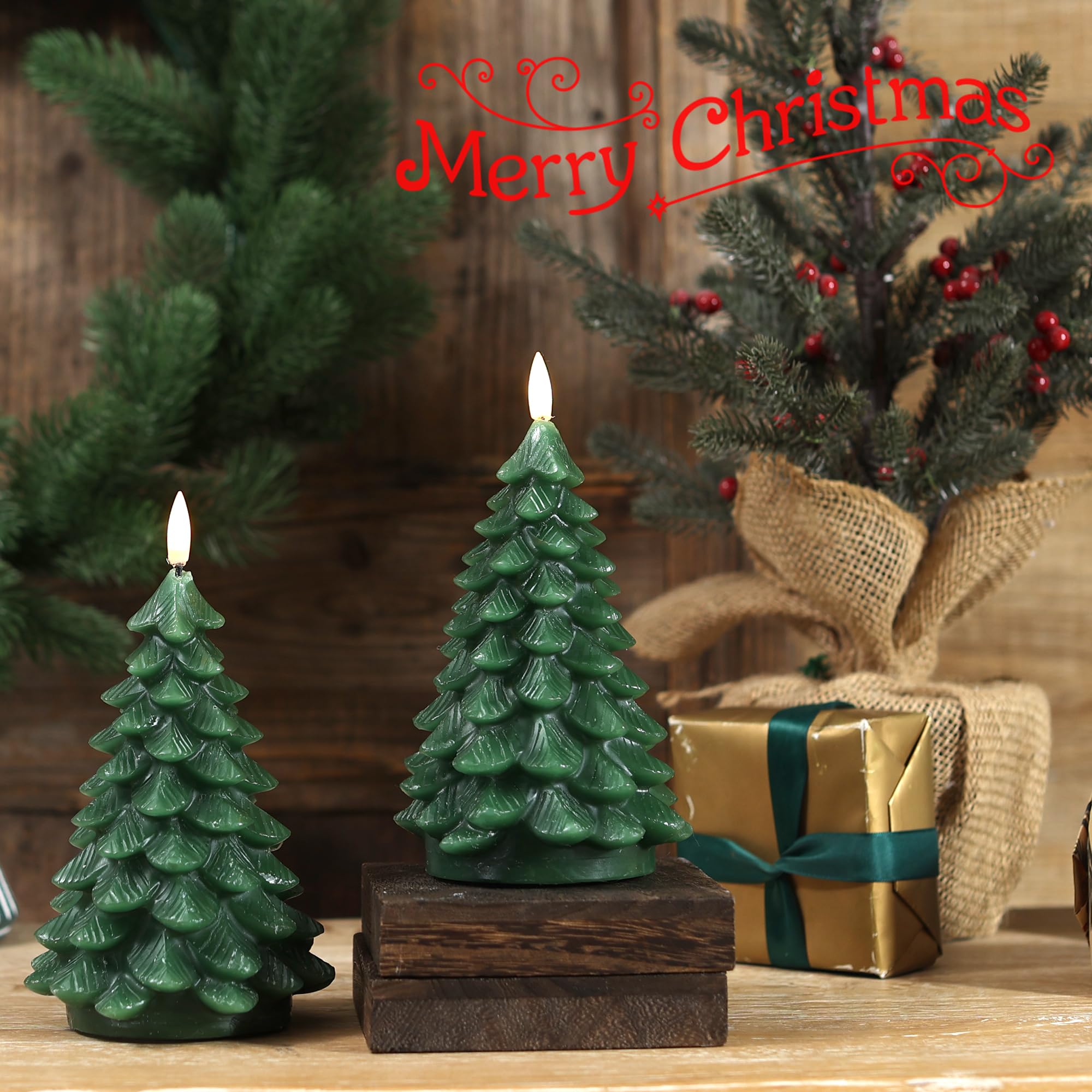 2 Pack Christmas Tree Flameless Candles