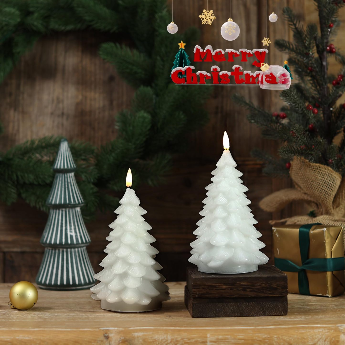 2 Pack Christmas Tree Flameless Candles