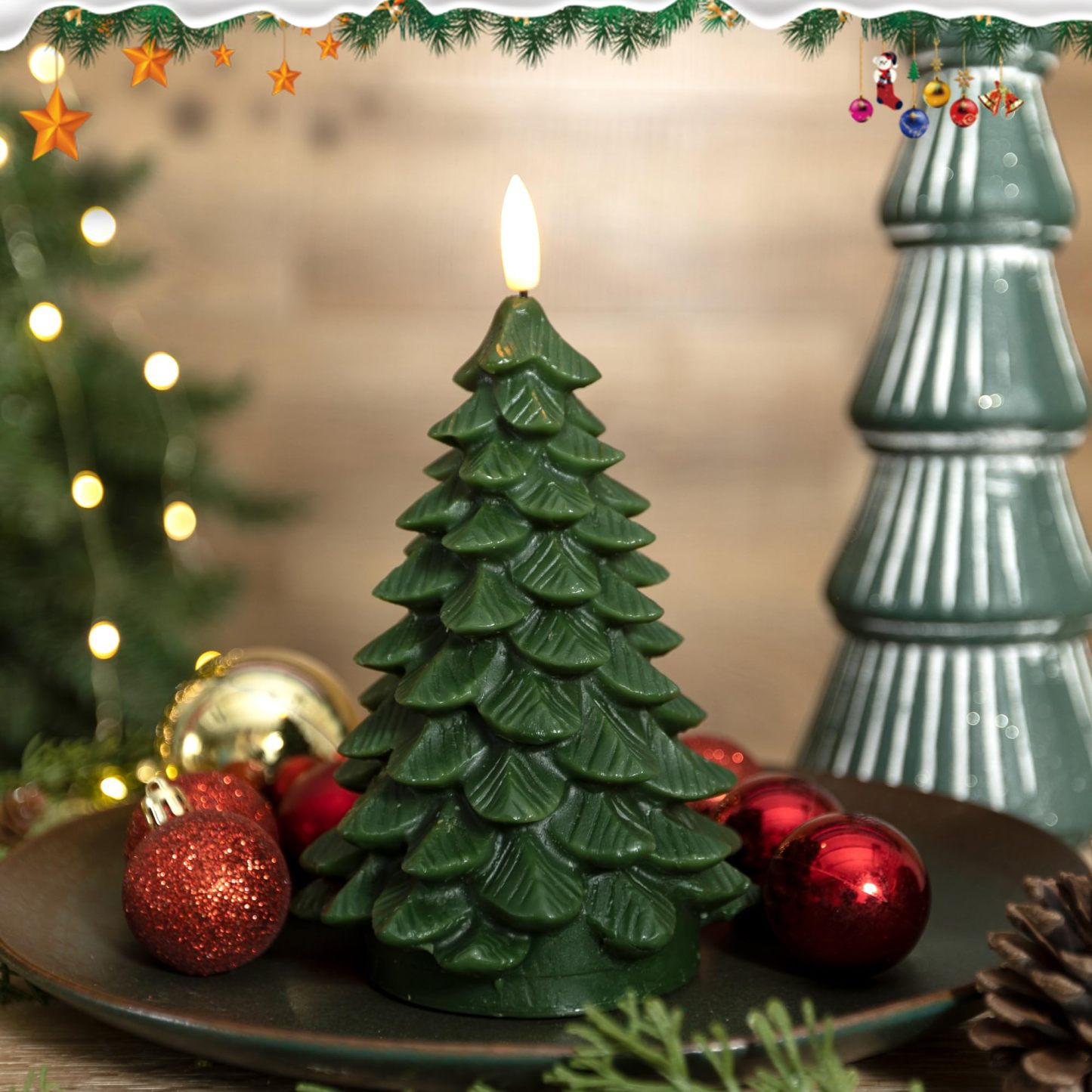 2 Pack Christmas Tree Flameless Candles