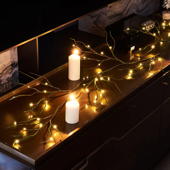 6FT  Pre-Lit Mossy Vine Branch Garland Lights