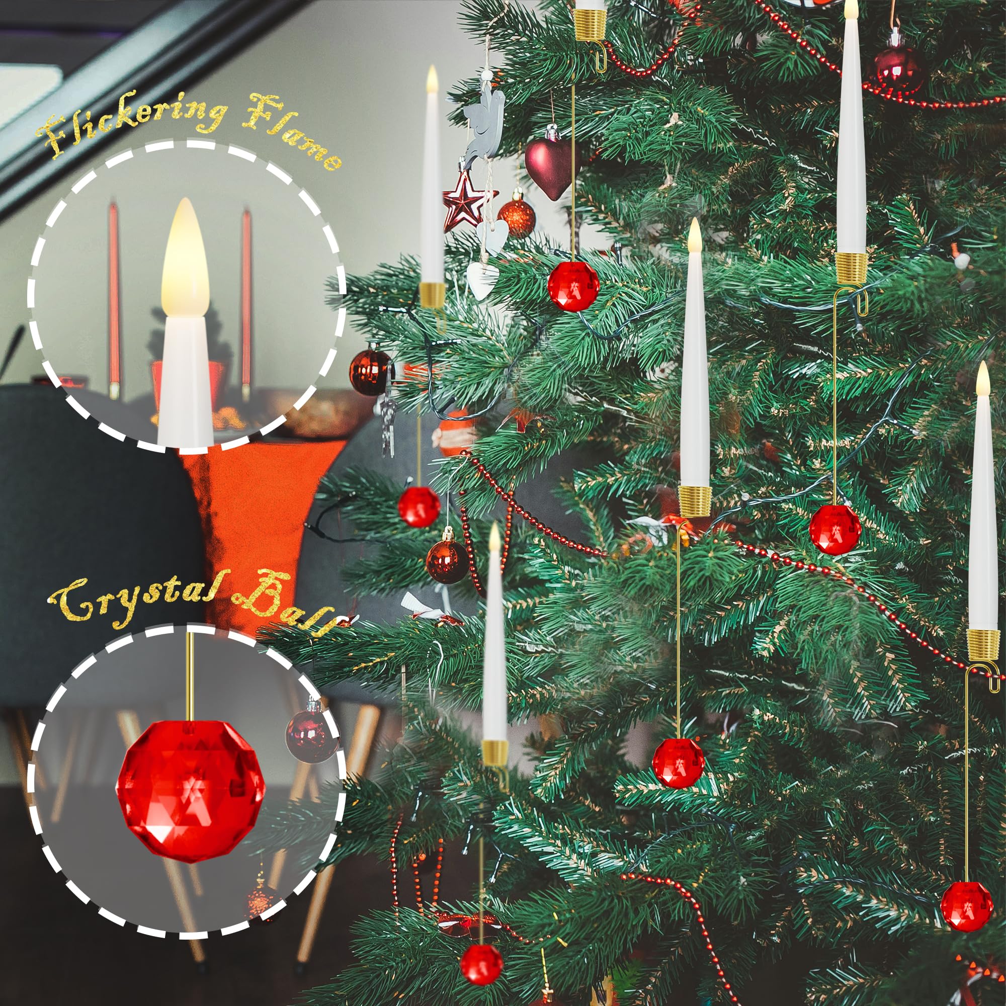 6Pcs LED Candles with Remote Timer and Hanging Hooks