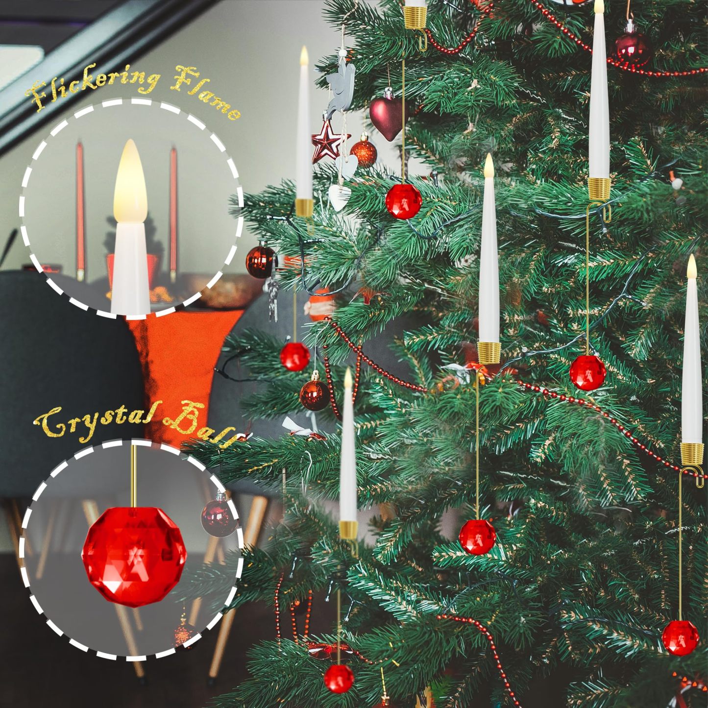 6Pcs LED Candles with Remote Timer and Hanging Hooks