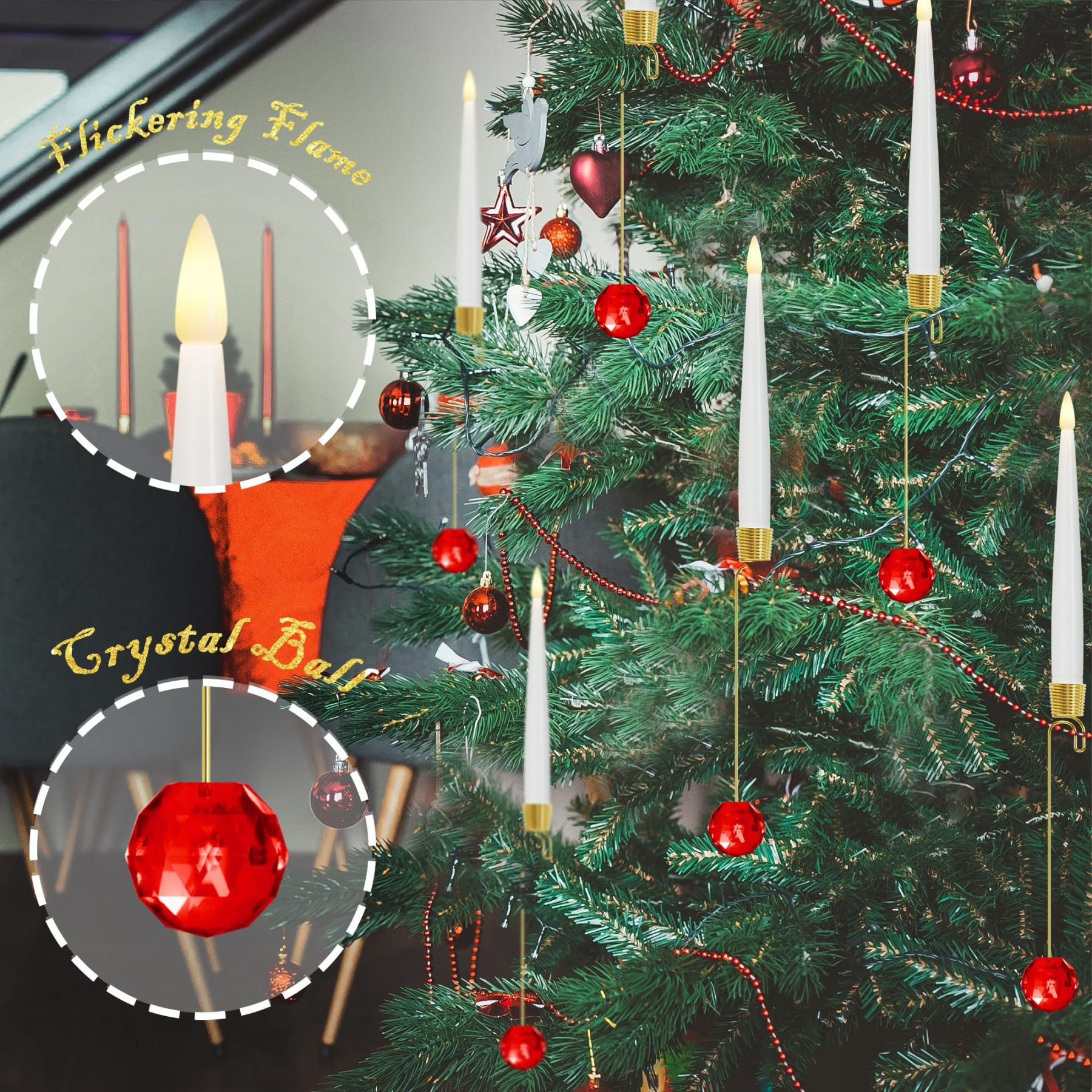 6Pcs LED Candles with Remote Timer and Hanging Hooks