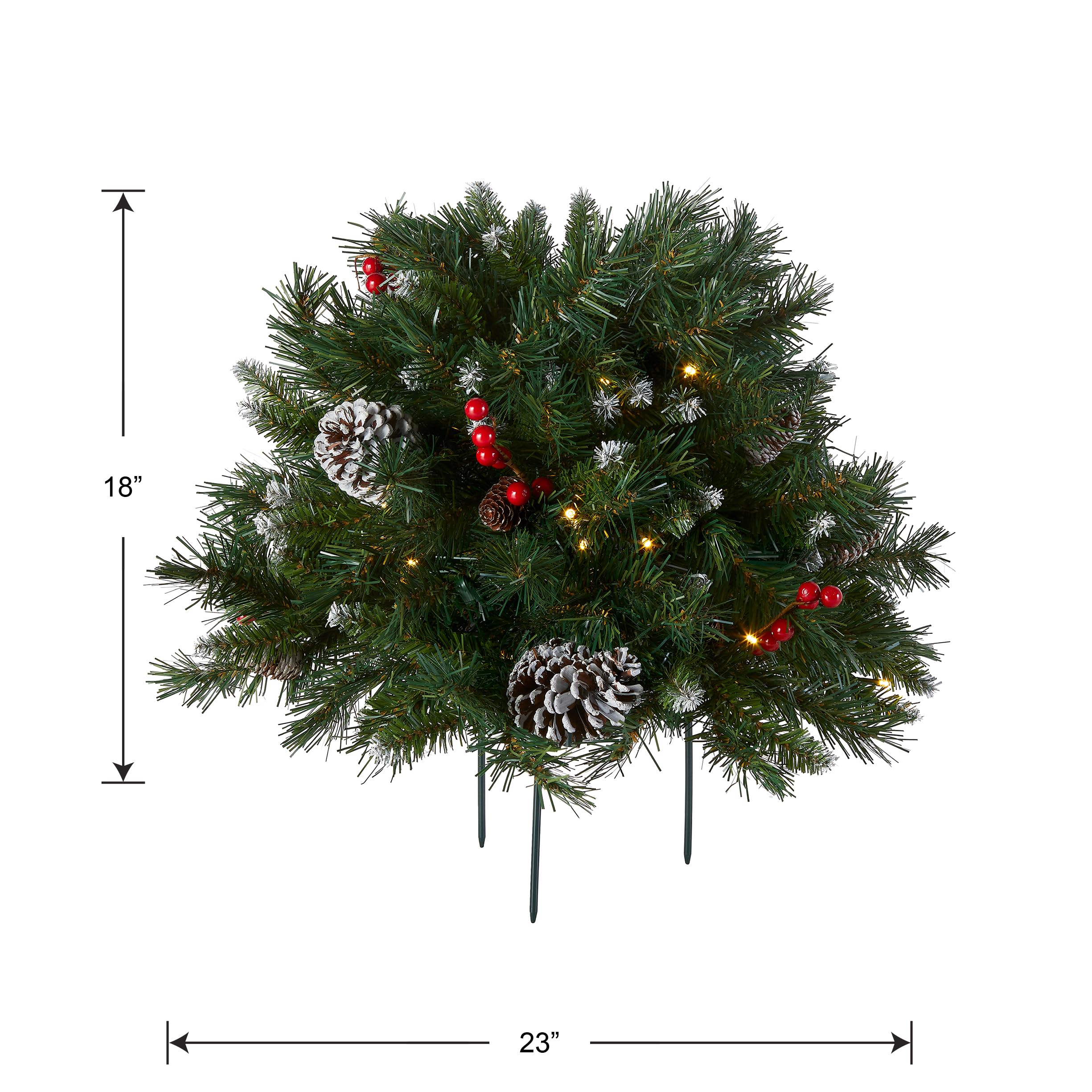 18 Inch Pre-lit Christmas Planter Bushes