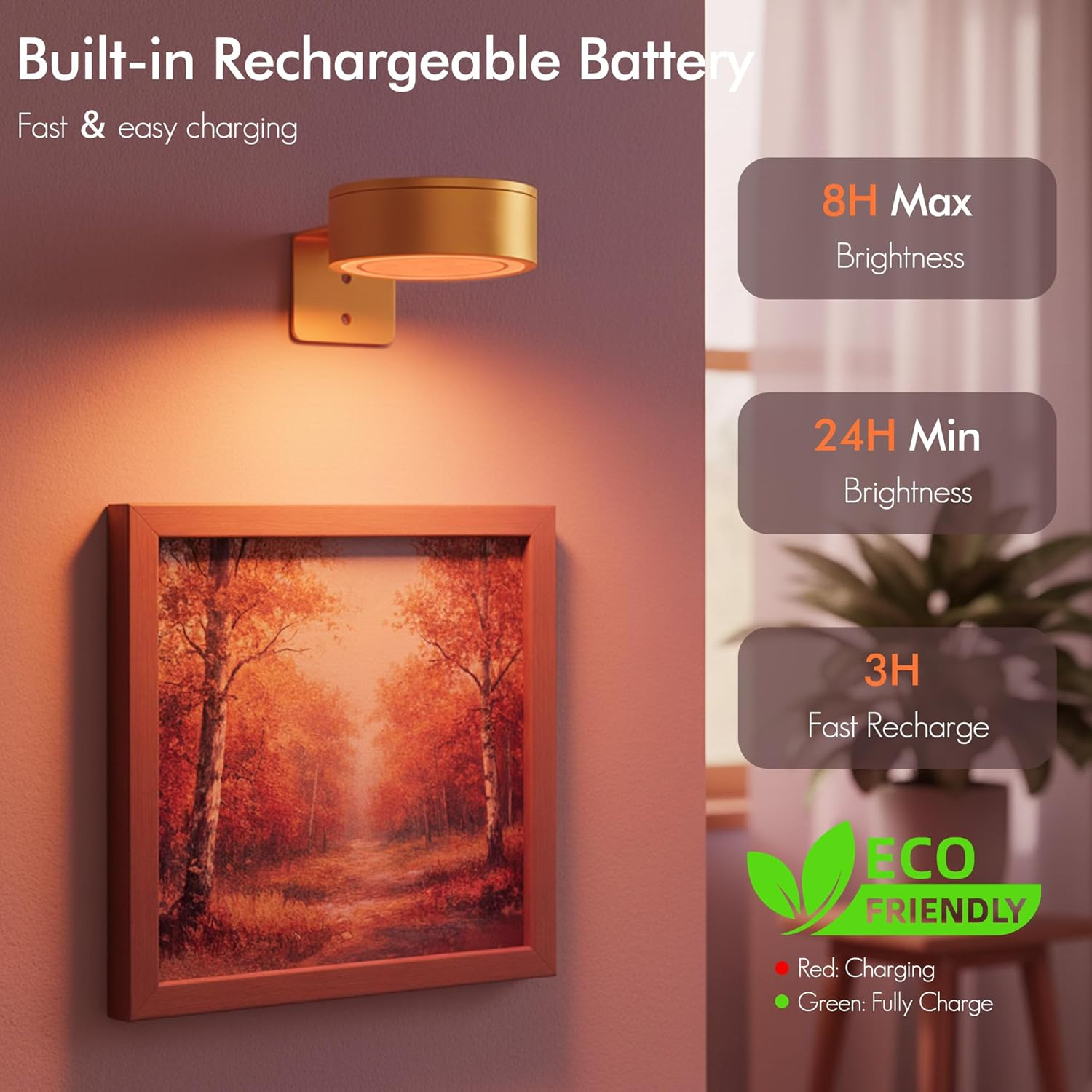 3 Pack Picture Lights for Wall with Remote Control
