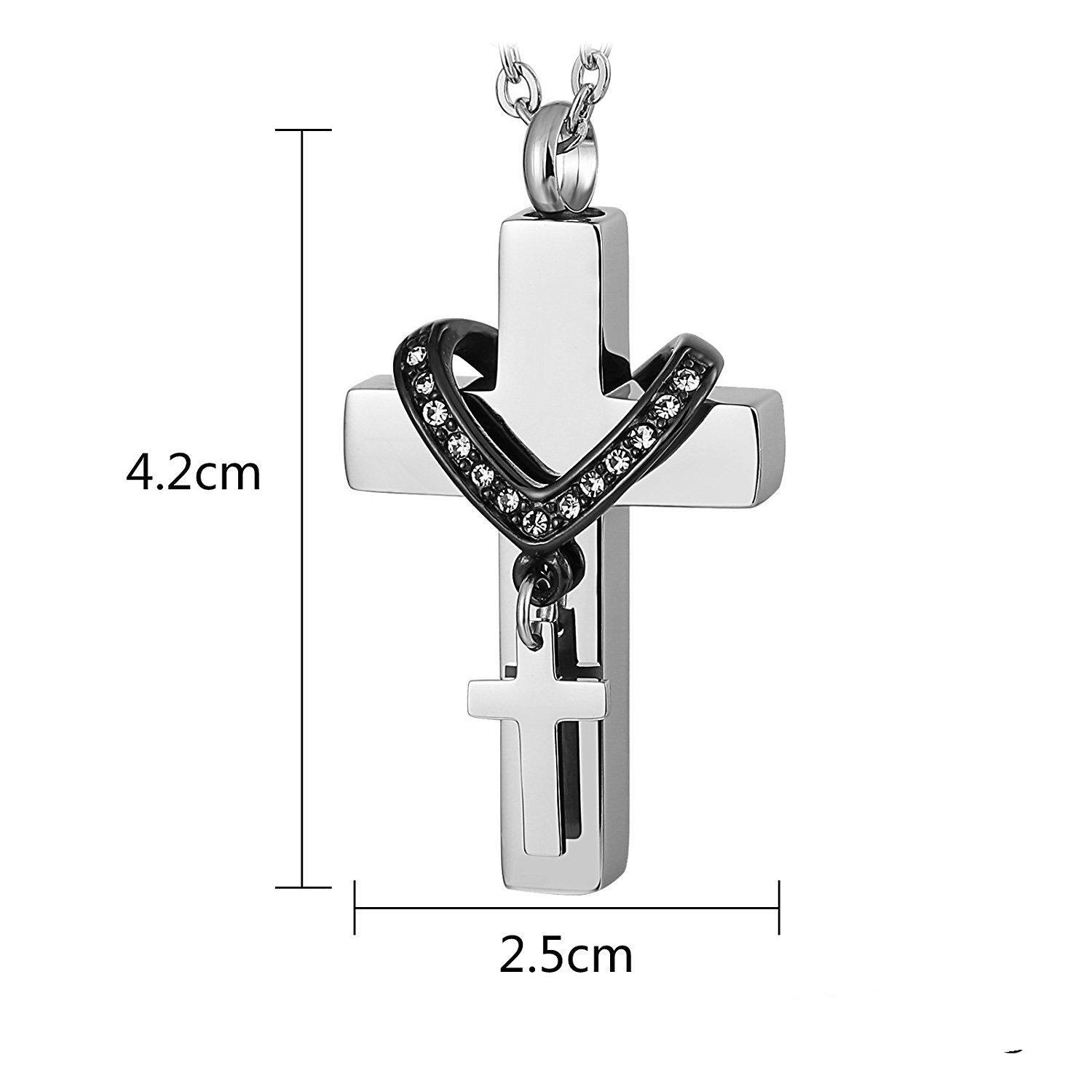 Crystal Cross Keepsake Urn Necklace