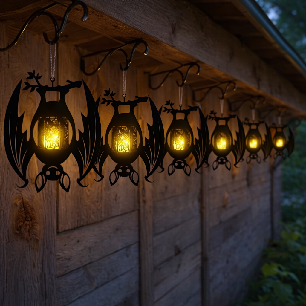 Gothic Bat-Shaped Metal Hanging Candelabra Decor