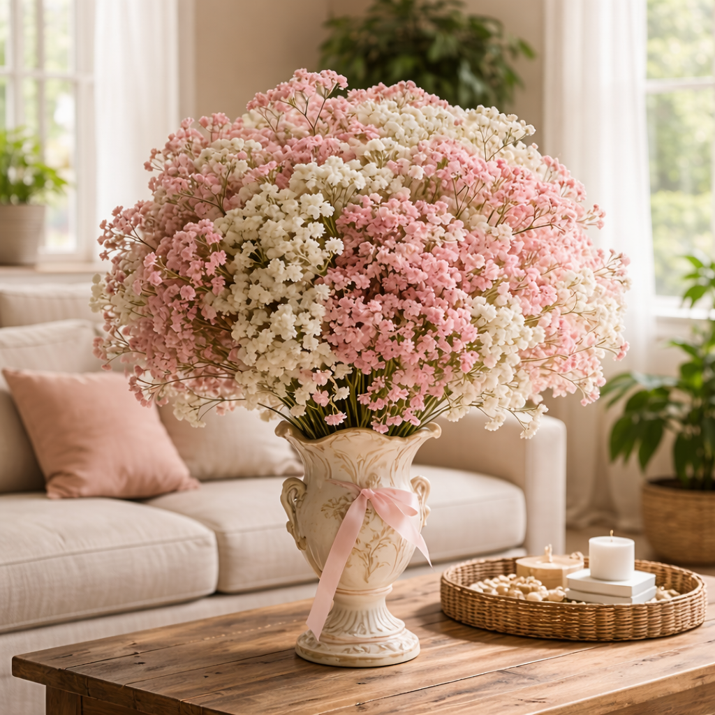 40 Bundles Realistic Artificial Baby’s Breath Flowers