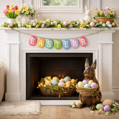 Vintage Bunny Basket Planter, Easter Table Centerpiece Décor