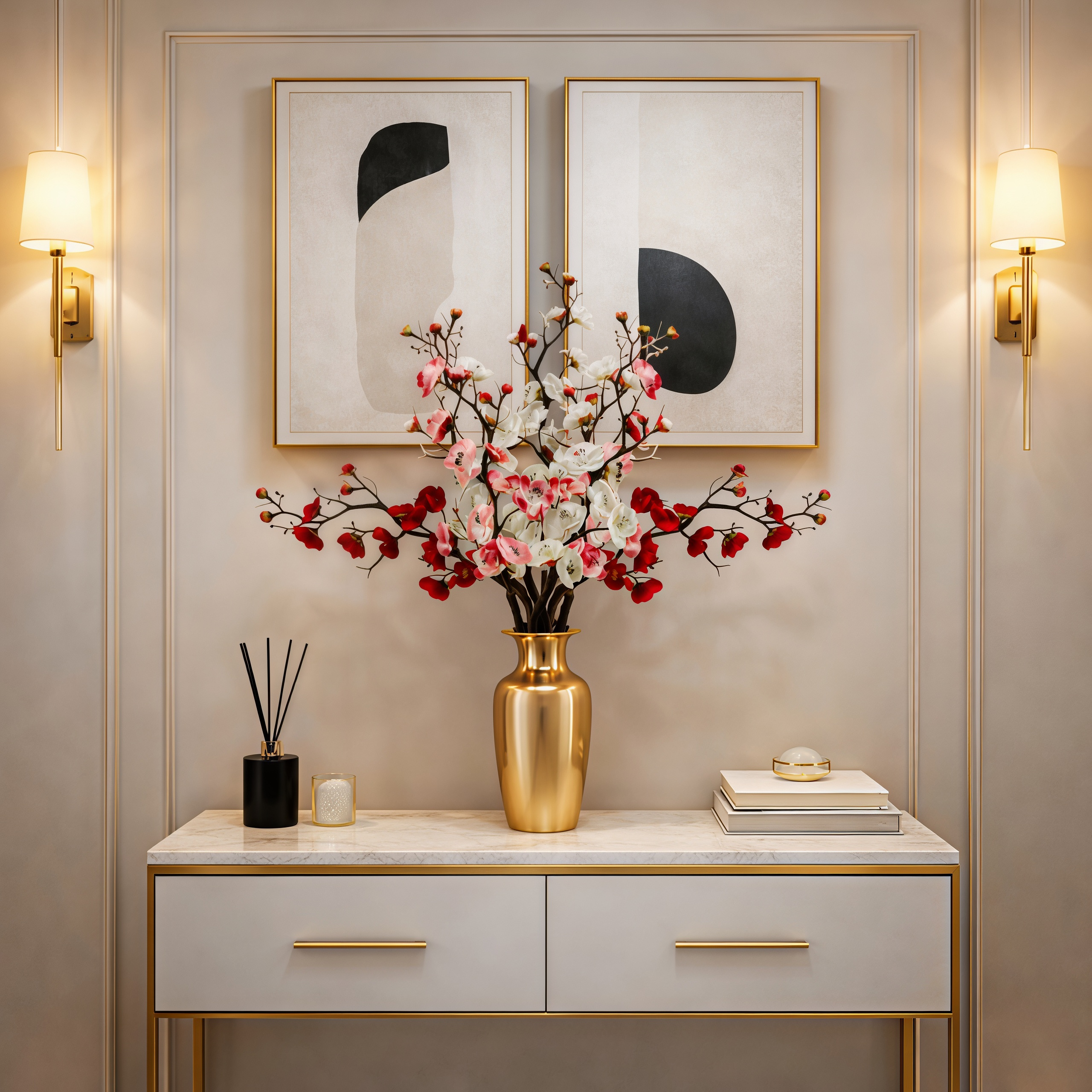 3-Pack Large Artificial Cherry Blossom Flower Branches