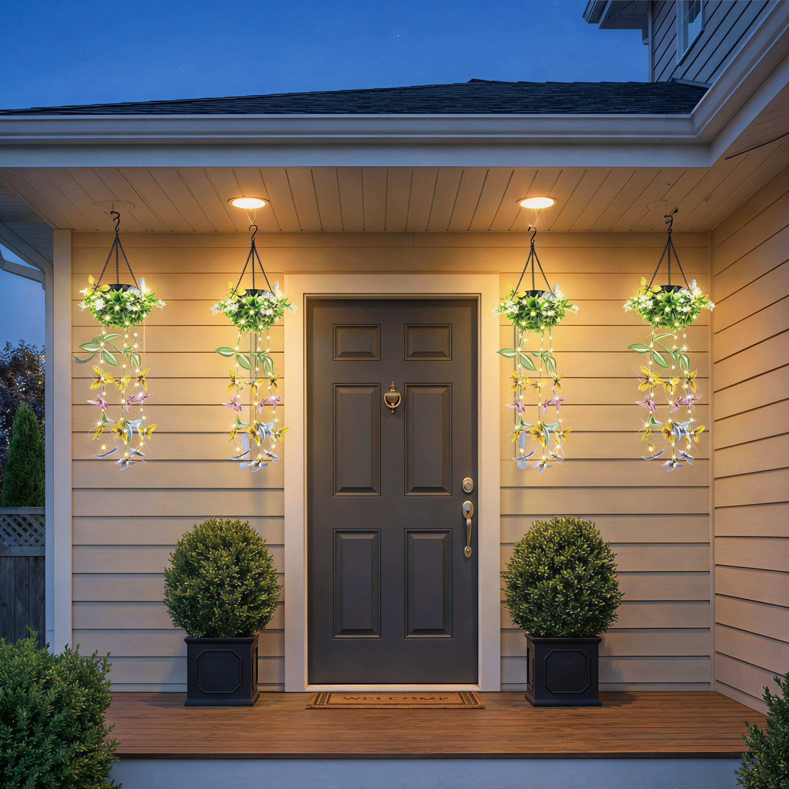 Porch Glow Solar Butterfly Hanging Lights