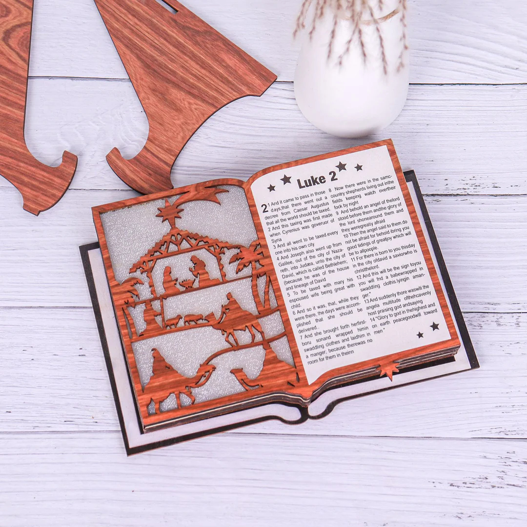 3D Wooden Nativity Scene Desk Lamp