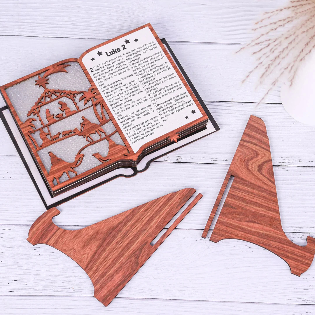 3D Wooden Nativity Scene Desk Lamp