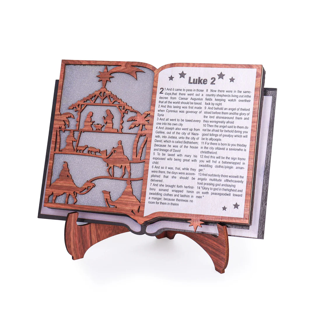 3D Wooden Nativity Scene Desk Lamp