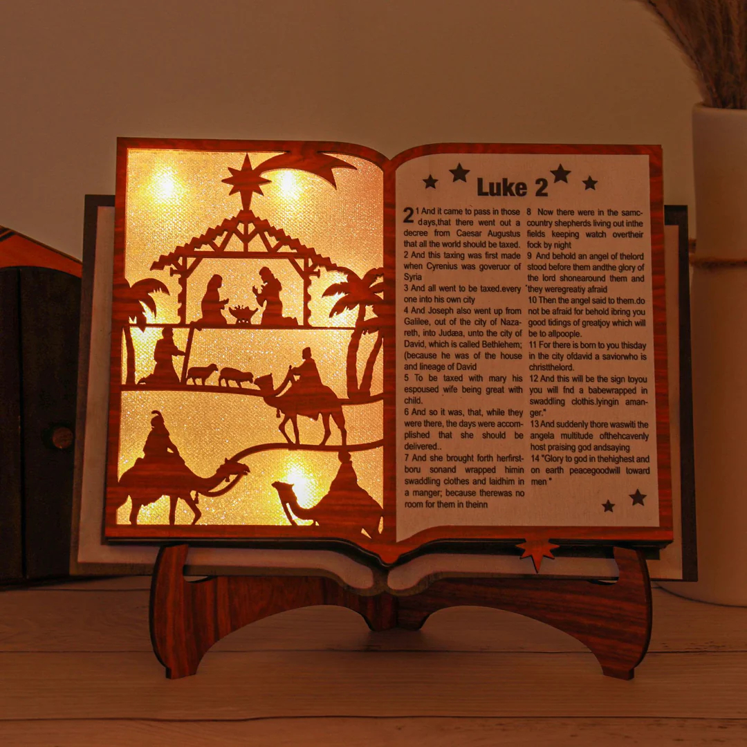 3D Wooden Nativity Scene Desk Lamp