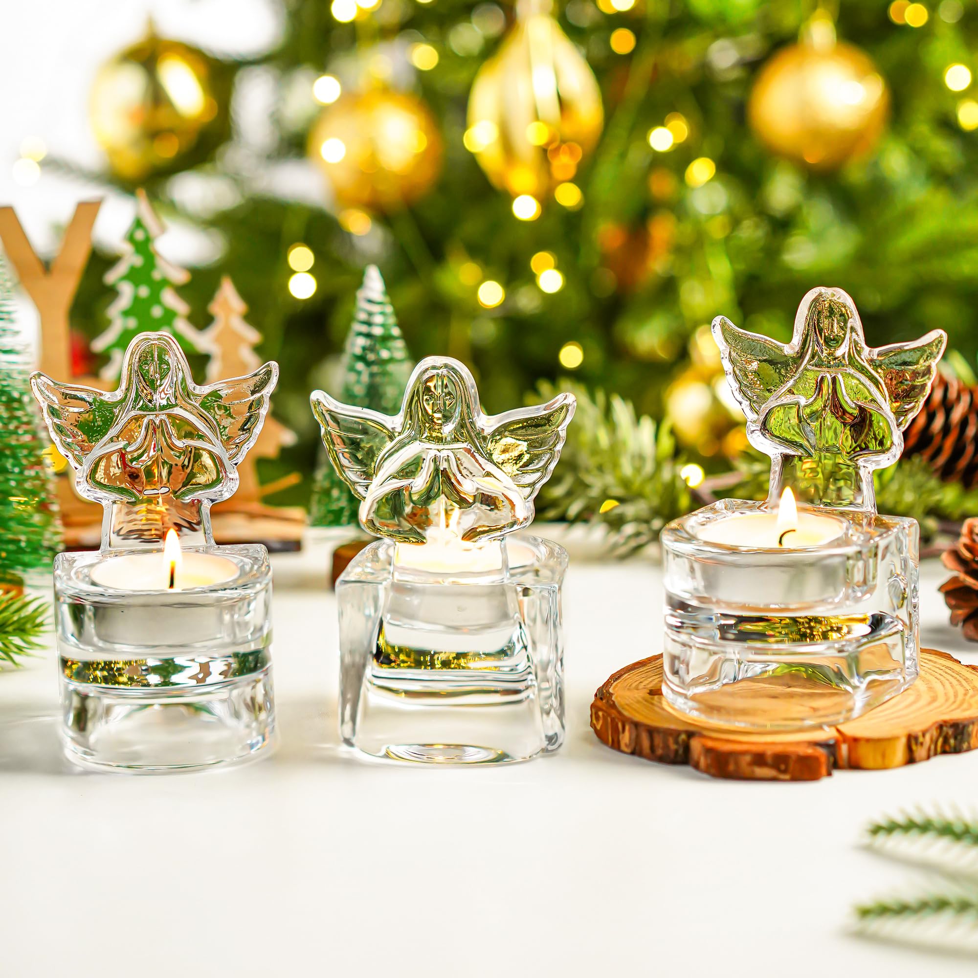 Twinkle Halo Clear Glass Candle Holder Collection