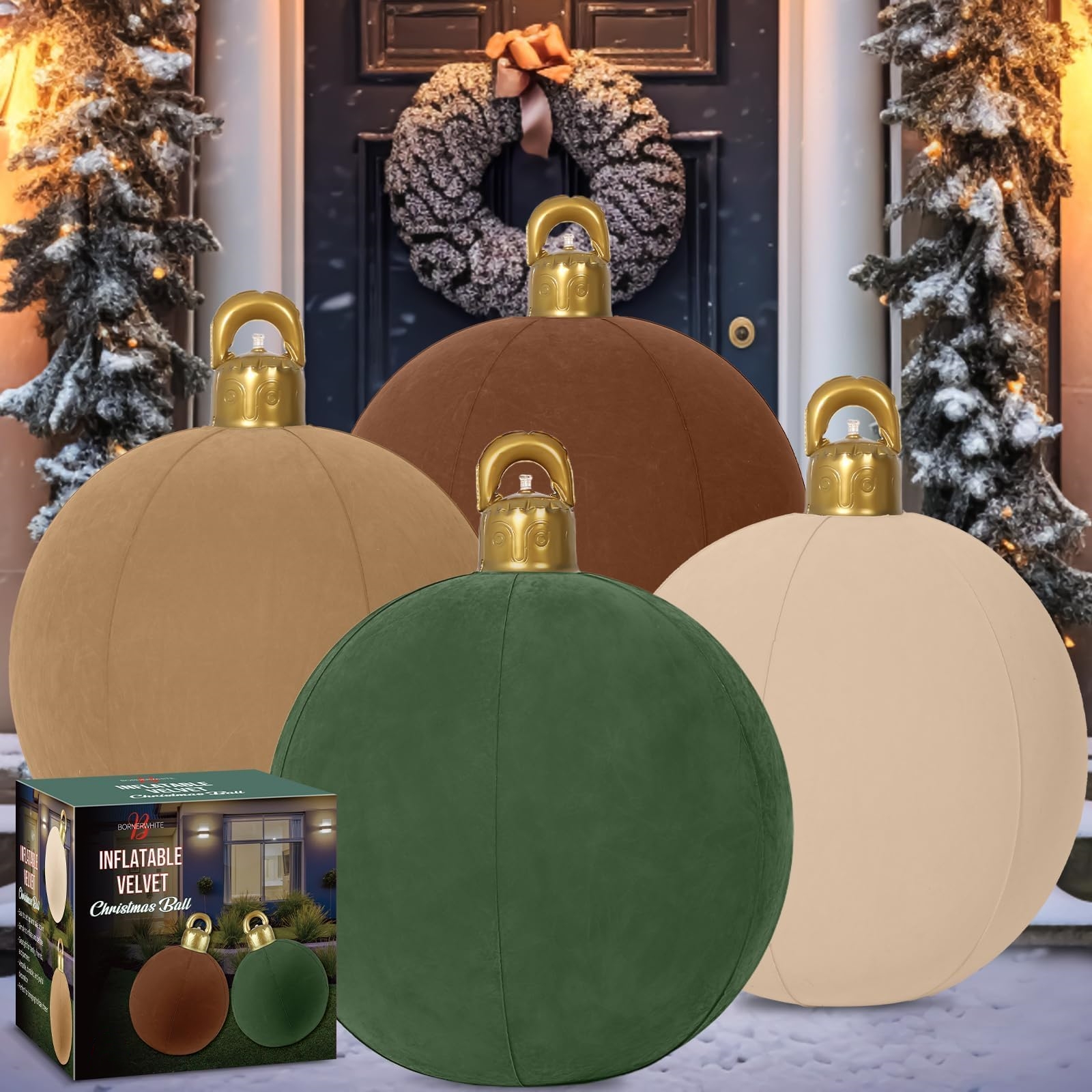 Large Velvet Inflatable Christmas Ball Ornament