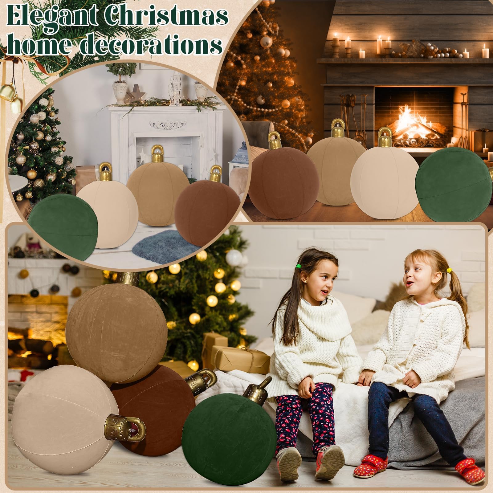 Large Velvet Inflatable Christmas Ball Ornament