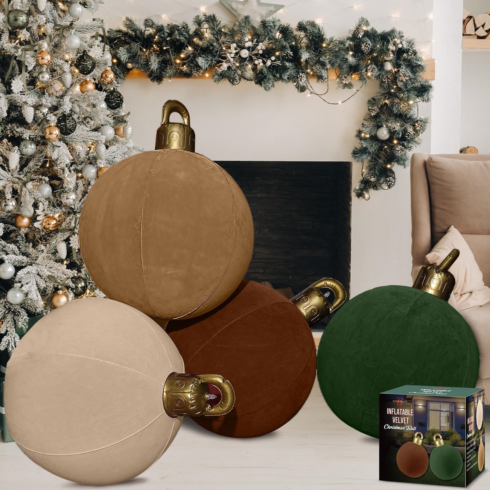 Large Velvet Inflatable Christmas Ball Ornament