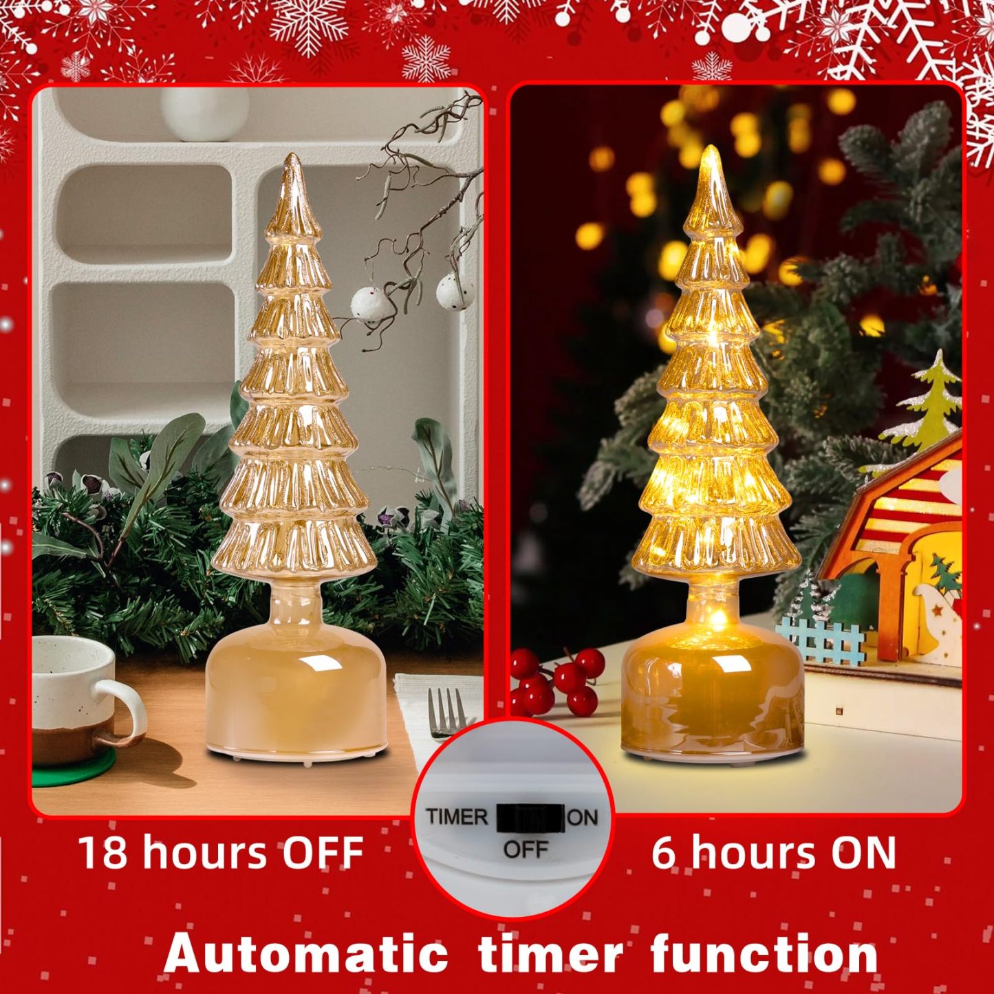 Rotating Mercury Glass Christmas Tree Decoration
