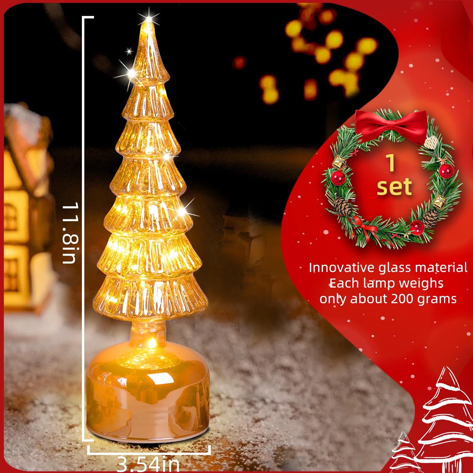 Rotating Mercury Glass Christmas Tree Decoration