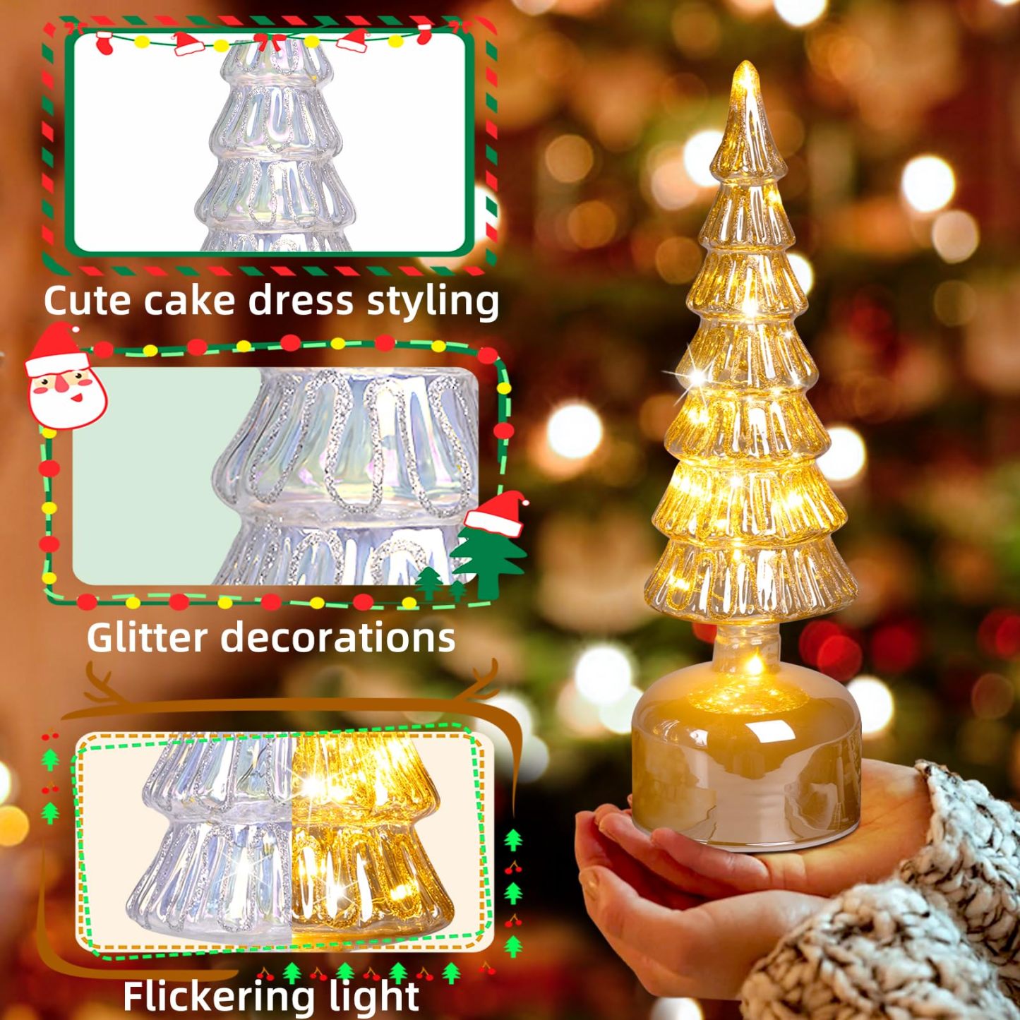 Rotating Mercury Glass Christmas Tree Decoration