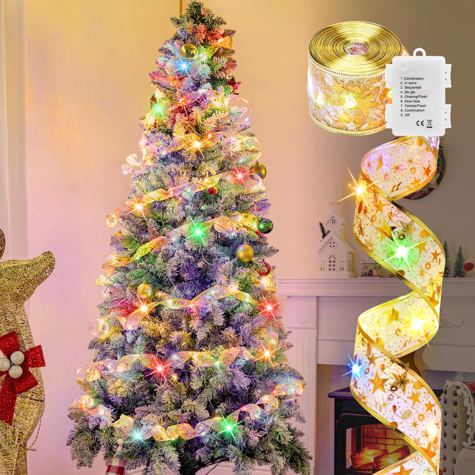 33ft 100 LED Christmas Tree Ribbon String Light