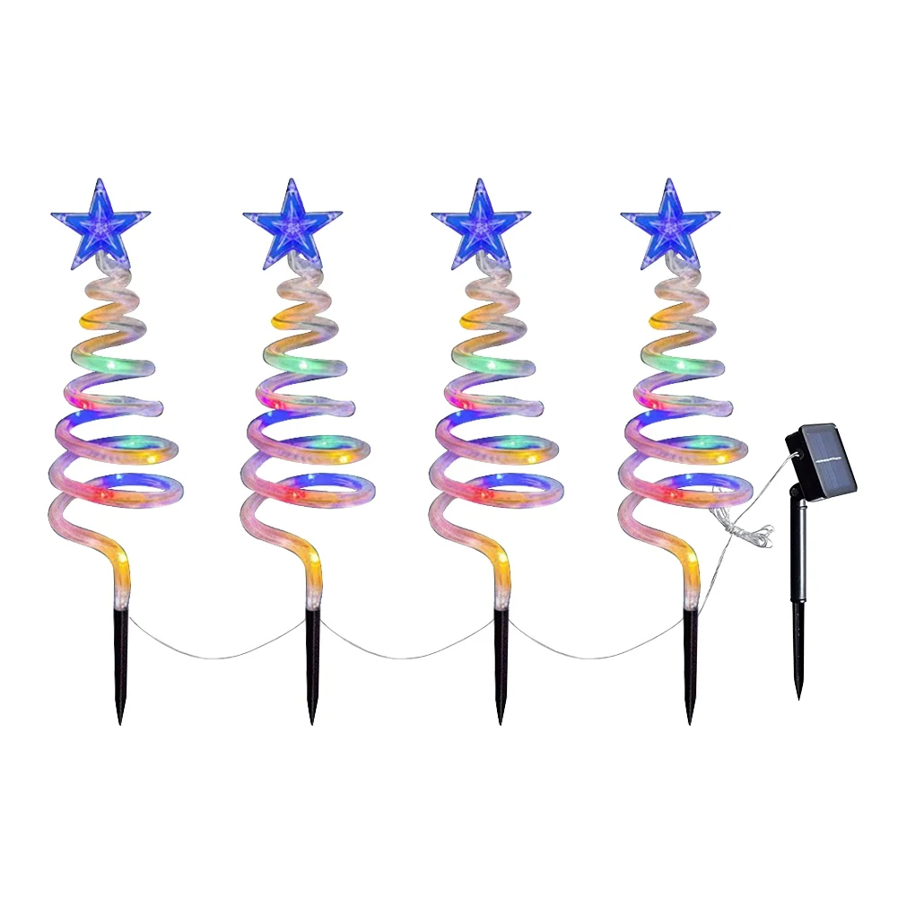 4-in-1 Christmas Tree Spiral Stake Light, 8 Modes