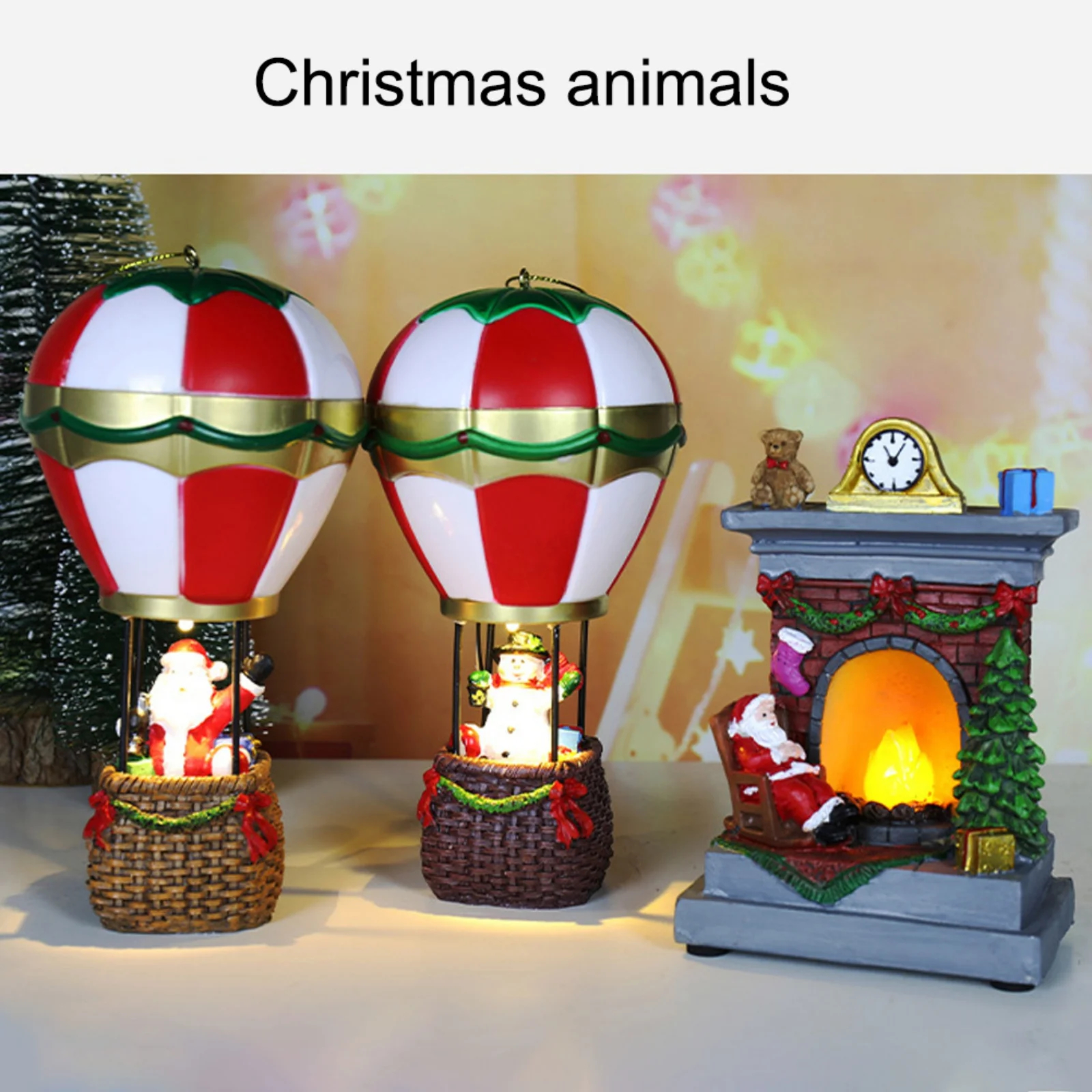 Christmas Winter Hot Air Balloon Snowman Set 
