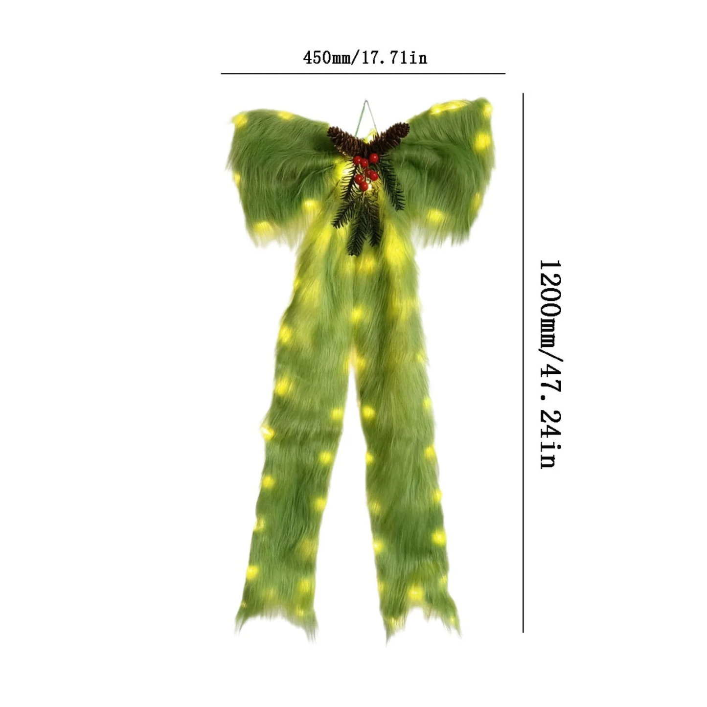 47" Lighted Plush Christmas Tree Bow Topper