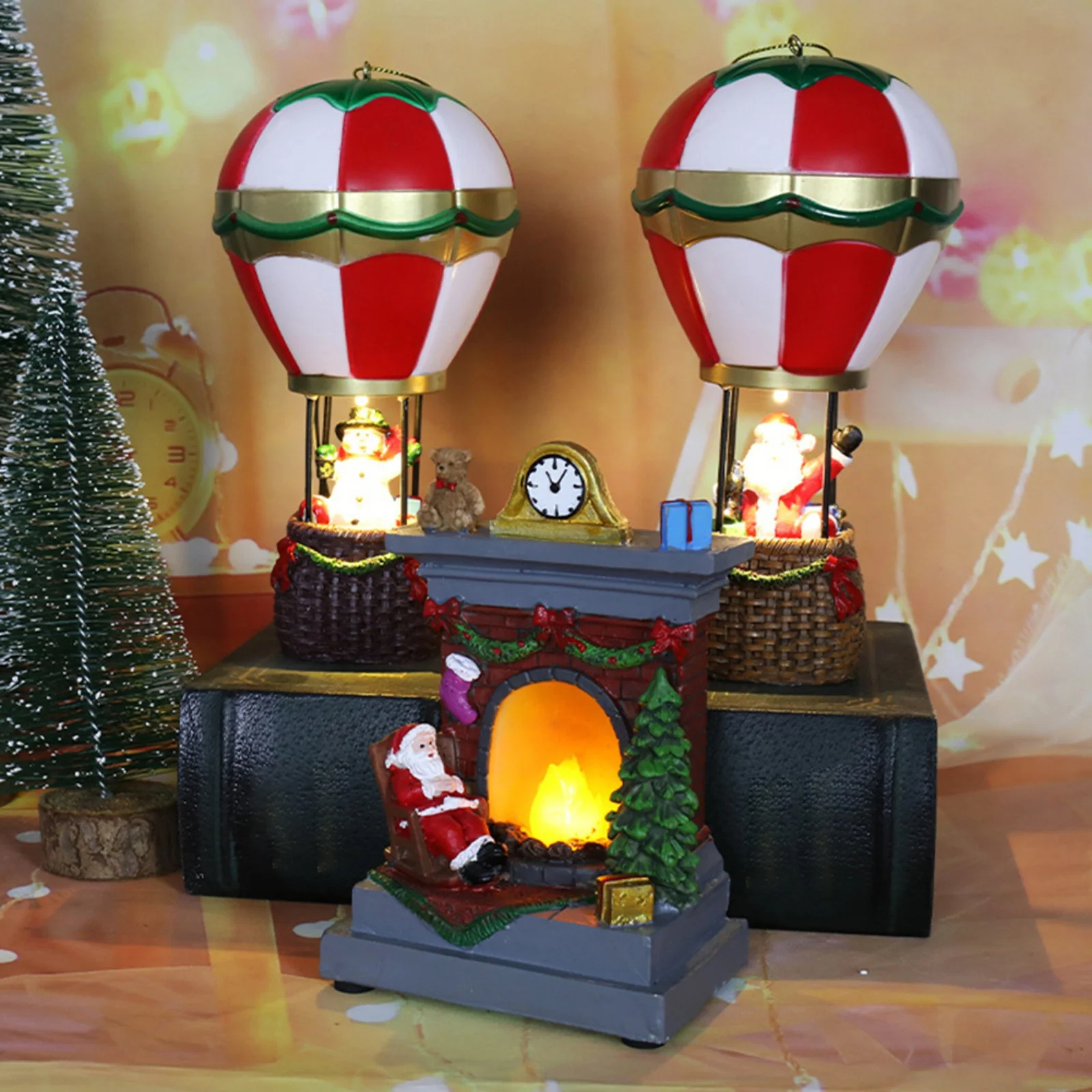Christmas Winter Hot Air Balloon Snowman Set 