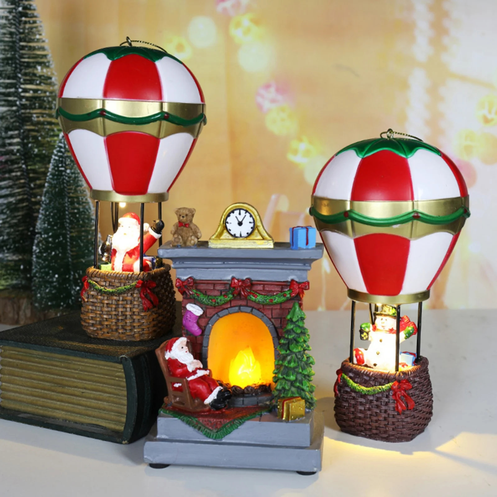 Christmas Winter Hot Air Balloon Snowman Set 