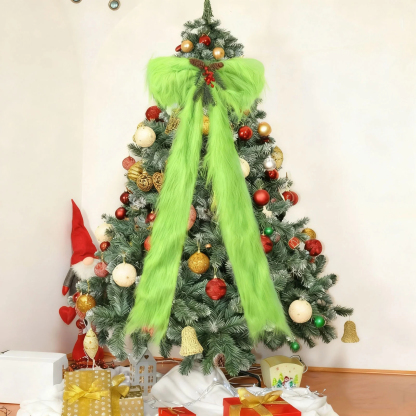 47" Lighted Plush Christmas Tree Bow Topper