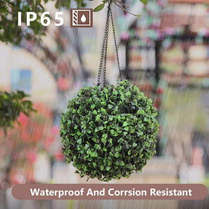 8-Inch Solar Lighted Artificial Boxwood Topiary Ball