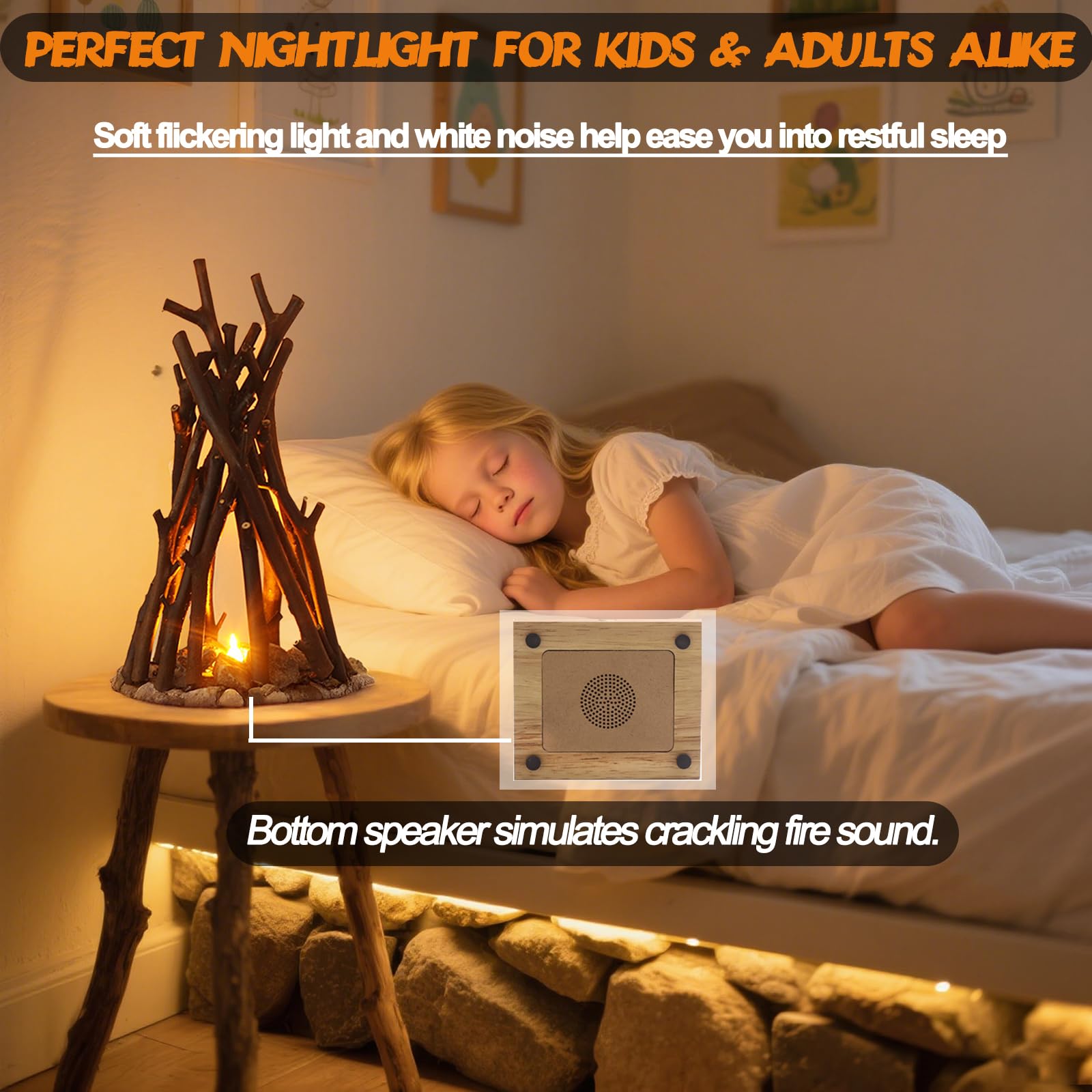 Dimmable Wooden Campfire LED Night Light