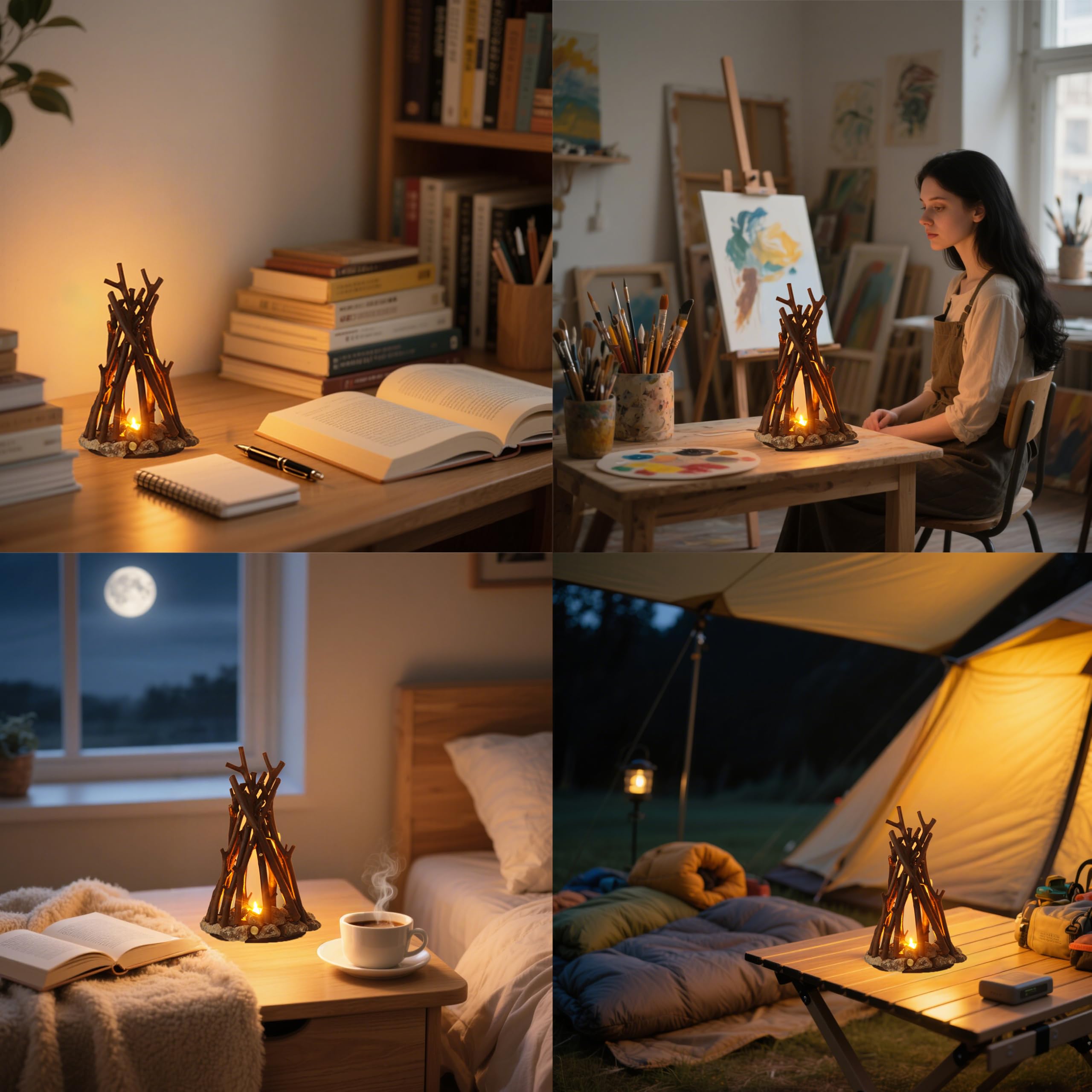 Dimmable Wooden Campfire LED Night Light