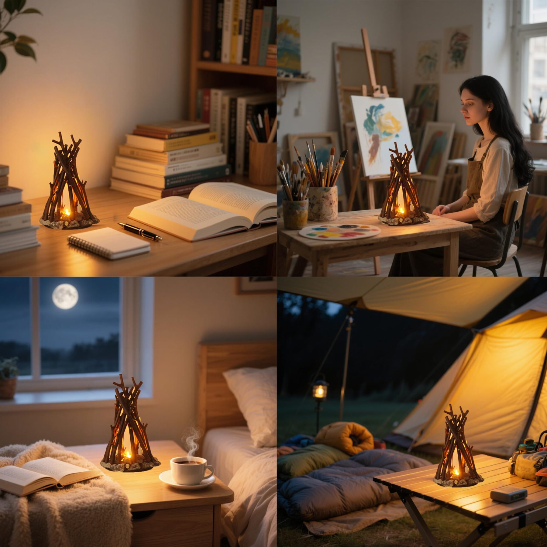 Dimmable Wooden Campfire LED Night Light