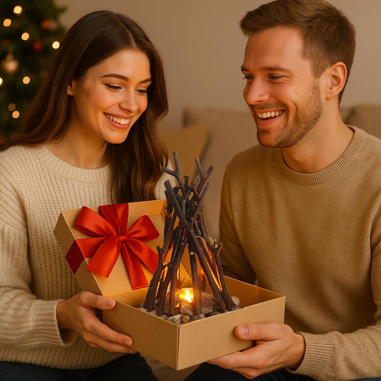 Dimmable Wooden Campfire LED Night Light