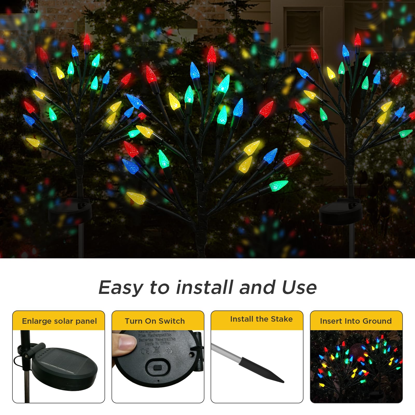 2PACK 40LED Multicolor C6 Strawberry Lights Xmas Decor