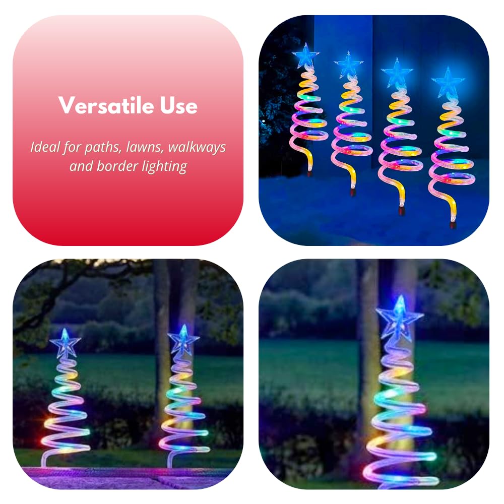4-in-1 Christmas Tree Spiral Stake Light, 8 Modes
