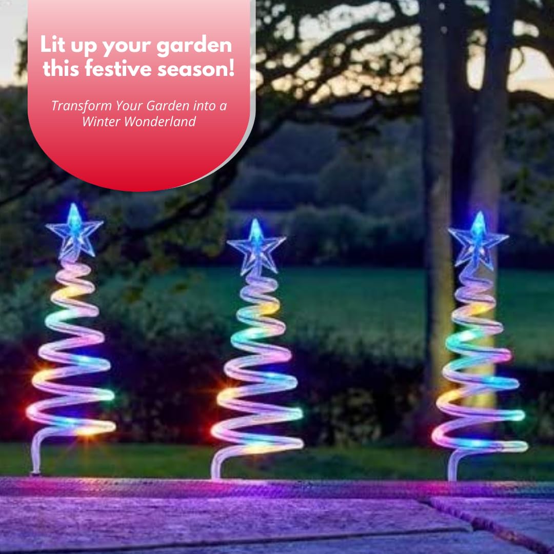4-in-1 Christmas Tree Spiral Stake Light, 8 Modes